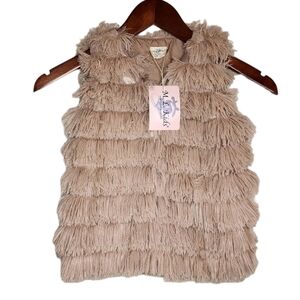 NWT M.L. Kids faux fur, shaggy  button vest.